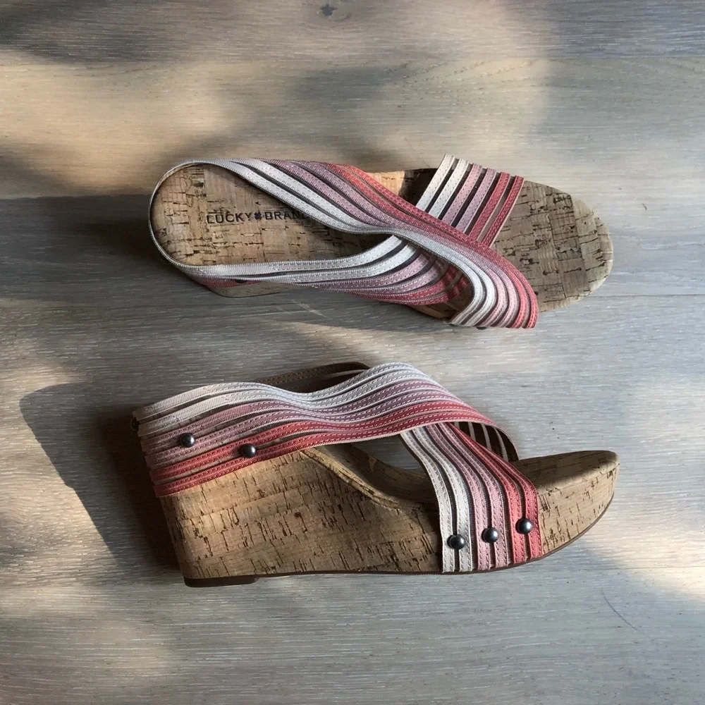 Lucky Brand Brand New Mykayla Cork Wedge Heels - Size 10 - Picture 11 of 12